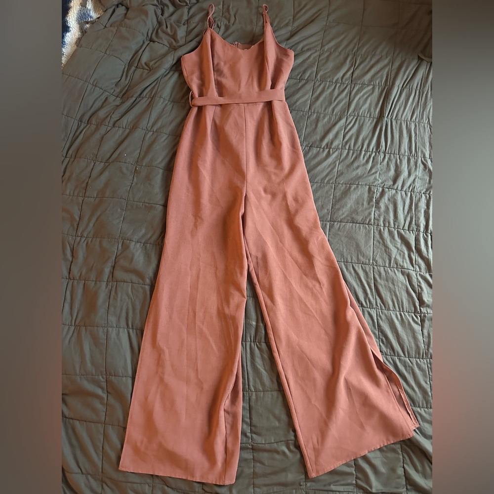 Francesca's Collections Pink Wide-Leg Jumpsuit
